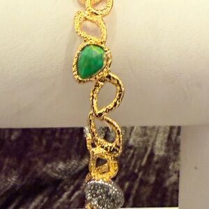 Alexis Bittar Elegant Gold and Green Bracelet